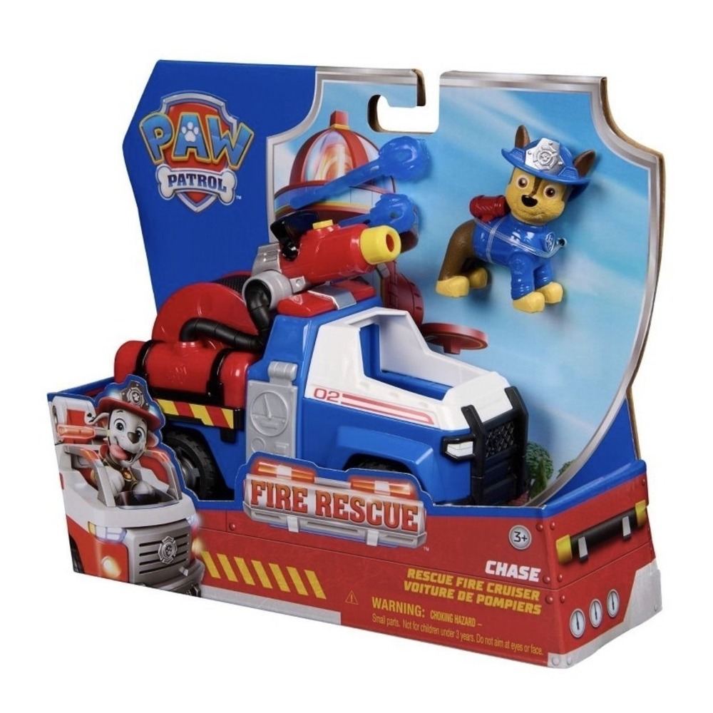 Paw Patrol Chase Rescue Fire Cruiser Kids Toy Blue New Launcher Action Figure